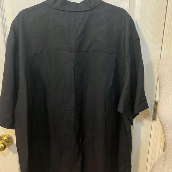 Men's Black Linen Blend Resort style Shirt Size 2X Great Condition - Picture 7 of 7